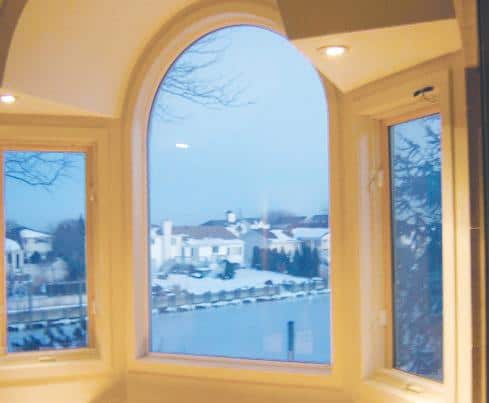 arched privacy glass window